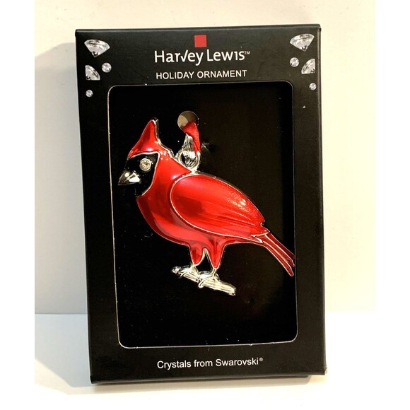Harvey Lewis Holiday Ornament Crystals from Swarovski Red Cardinal Bird - Picture 1 of 5